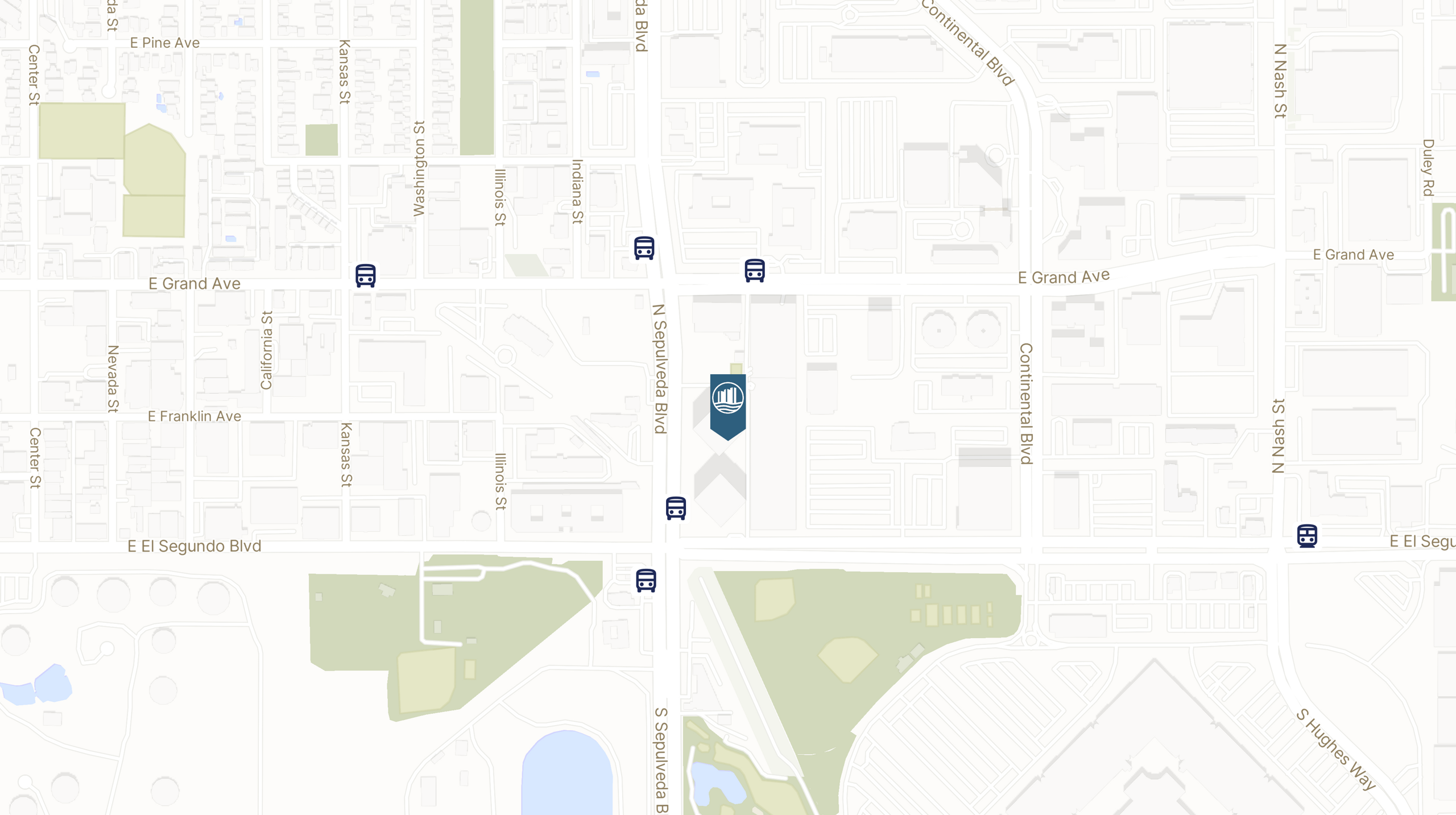 Map showing the location of 100 North Pacific Coast Hwy with icons for TRANSIT tab